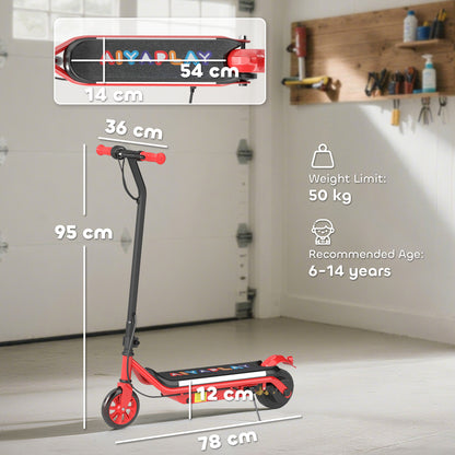 Electric Scooter for Kids Aged 6-14 Years, with Colourful Lights, Red