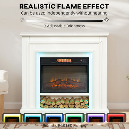 4777 BTU Multicolour LED Electric Fireplace - White