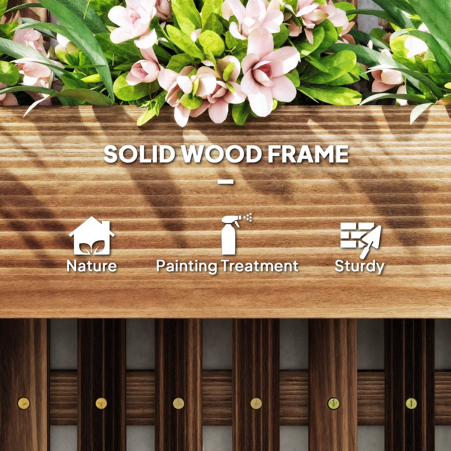 Wall-mounted Wooden Garden Planters with Trellis, Drainage Holes and 3 Planter Boxes for Patio, Carbonised