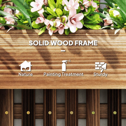 Wall-mounted Wooden Garden Planters with Trellis, Drainage Holes and 3 Planter Boxes for Patio, Carbonised