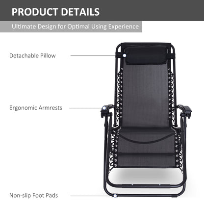 Zero Gravity Chair Metal Frame Texteline Armchair Outdoor Folding and Reclining Sun Lounger with Head Pillow for Patio Deckin