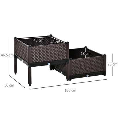 50cm x 50cm x 46.5cm Set of 2 41L Plastic Raised Garden Bed, Planter Box