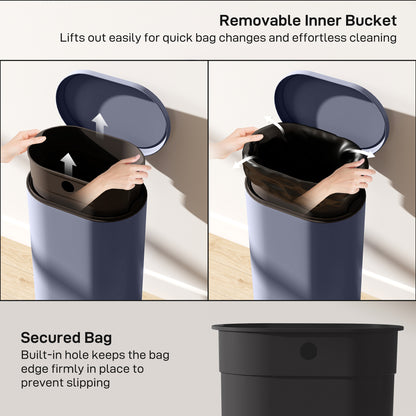 30 L Modern Curved Kitchen Bin - Grey