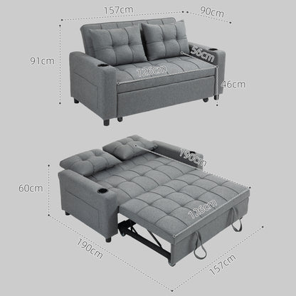 2 Seater Sofa Bed Pull-Out Sofa Bed for Small Space - Charcoal Grey