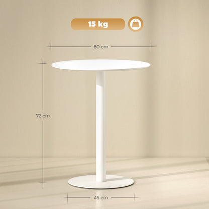 Dining Table, Round Kitchen Table with Steel Base for Living Room, Dining Room, 60 x 60 x 72cm, White