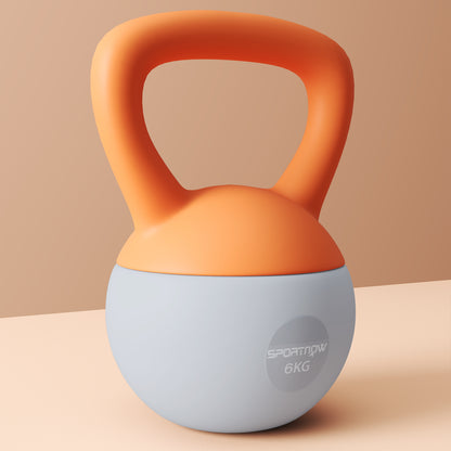6KG Soft Kettlebell with Non-Slip Handle, for Home Gym, Weight Lifting, Strength Training, Orange/Grey