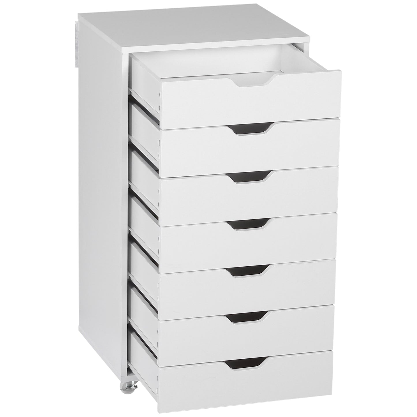 Seven-Drawer Filing Cabinet, with Wheels - White