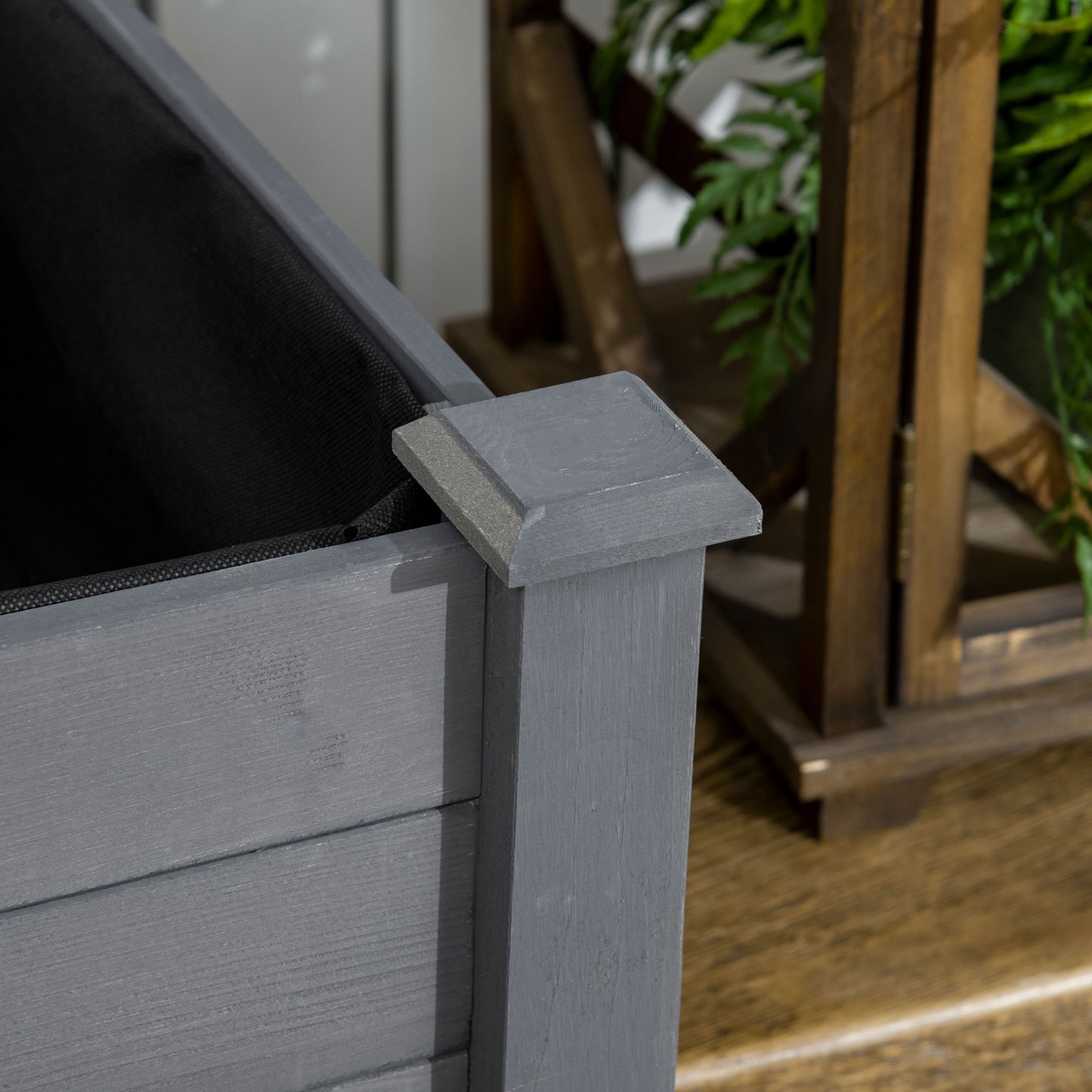 Raised Bed for Garden, Wooden Elevated Planter Box with Bed Liner, for Flower Vegetable Herb, Dark Grey