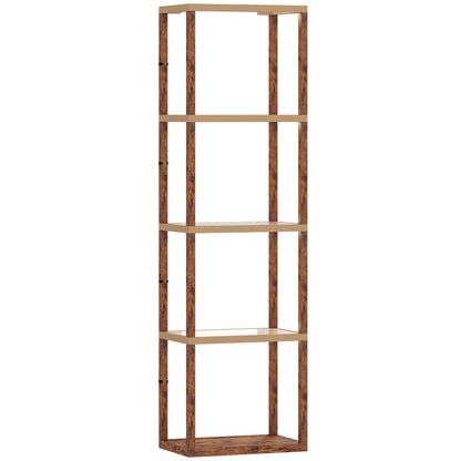 Four-Shelf Floor Lamp - Rustic Brown