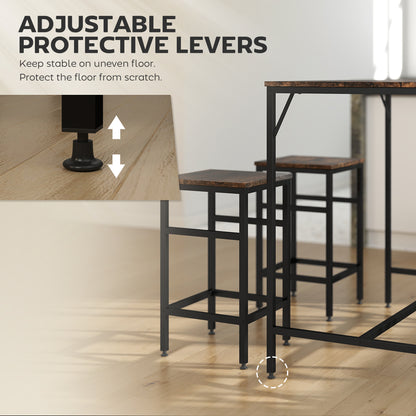 5-Piece Breakfast Bar Table and Stools Set, Kitchen Bar Table Set with High Table and 4 Stools