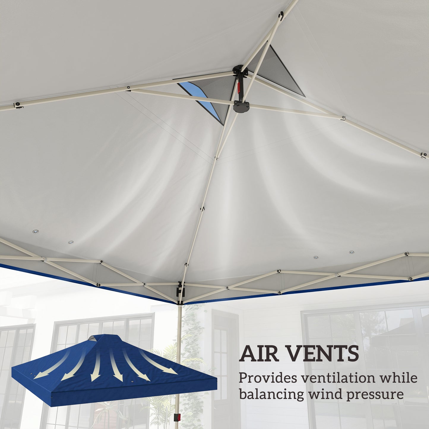 Gazebo Roof Replacement UV50+ Waterproof Pop Up Canopy Cover with 8 Drainage Holes 3 x 3 m Blue