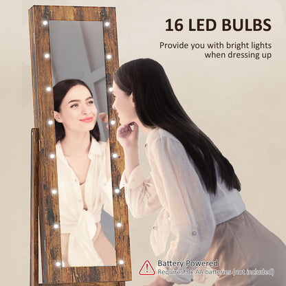 Freestanding Mirrored Jewellery Storage Cabinet - Wood-Effect