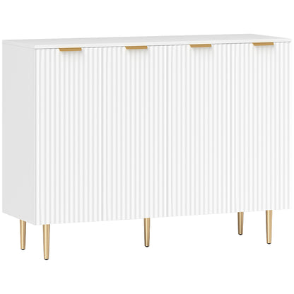 Sideboard Buffet Cabinet, Modern Kitchen Storage Cabinet with Adjustable Shelves and Metal Legs, White