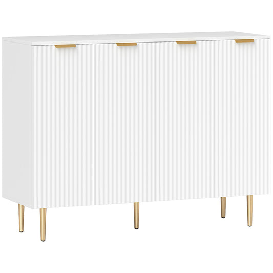 Sideboard Buffet Cabinet, Modern Kitchen Storage Cabinet with Adjustable Shelves and Metal Legs, White