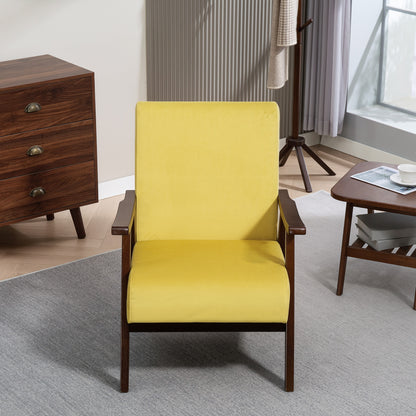 Nordic Accent Chair, Upholstered Velvet Armchair with Solid Wood Frame and Soft Thick Padded for Living Room, Bedroom