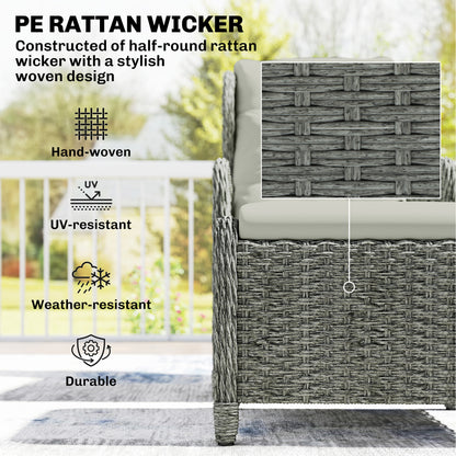 Rattan Reclining Garden Chair Set of 2 with Footstool and Cushion for Balcony, Cream