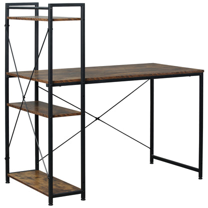 Reversible Computer Desk with Storage Shelves on Left or Right, Industrial Reversible Writing Desk for Home Office, Study