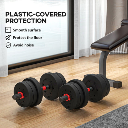 20kg 2 IN 1 Adjustable Dumbbells Weight Set, Dumbbell Hand Weight Barbell for Body Fitness, Lifting Training for Home