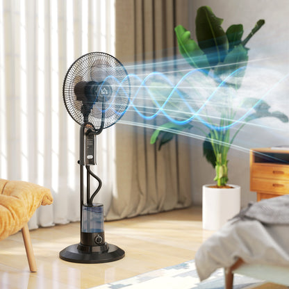 Pedestal Fan with Water Mist Spray, Spray Misting Fan with 70° Oscillation, Tilt Head, 3 Speeds, 3 Modes, Adjustable Mist