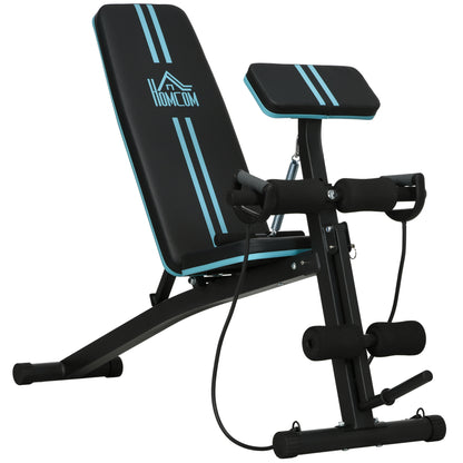 Foldable Weight Bench, Adjustable Strength Training Sit Up Ab Bench, Incline/Decline, Blue