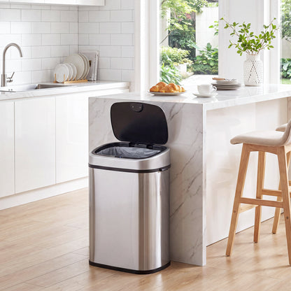 58L Motion Sensor Bin, Automatic Touchless Rubbish Bin with Fingerprint Resistant Stainless Steel for Kitchen, Hygienic Gyms