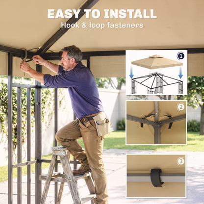 3(m) Gazebo Top Cover Double Tier Canopy Replacement Pavilion Roof Deep Beige