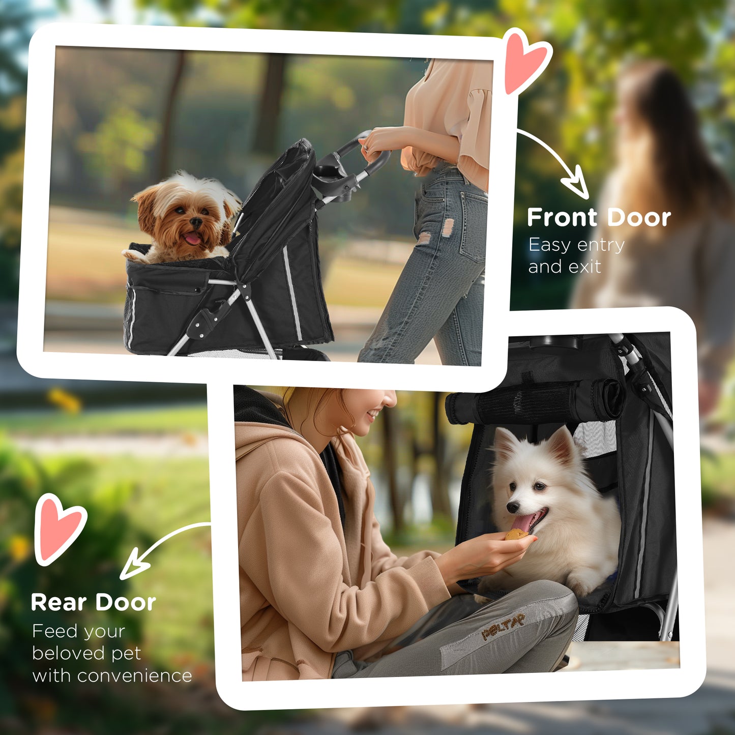 3 Wheel Pet Stroller for Small and Miniature Dogs, Black