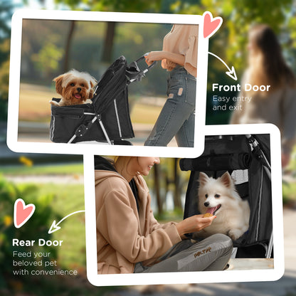 3 Wheel Pet Stroller for Small and Miniature Dogs, Black