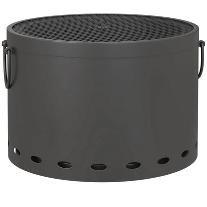 Smokeless Fire Pit, 38cm Portable Wood Burning Firepit with Spark Screen and Poker
