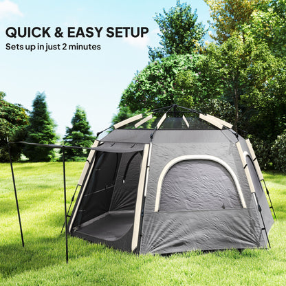 Instant Pop Up Camping Tent, 2/3/4 Person Easy Setup Dome Family Tent with Vestibule, Rainfly, 4 Mesh Windows & 2 Doors