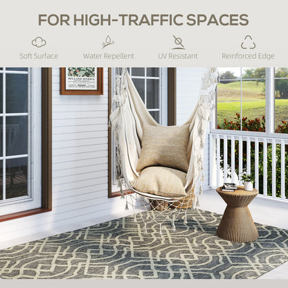 UV Resistant Indoor & Outdoor Area Rug, Easy-Cleaning Machine Washable Rug with Geometric Pattern for Patio, Garden, Kitchen