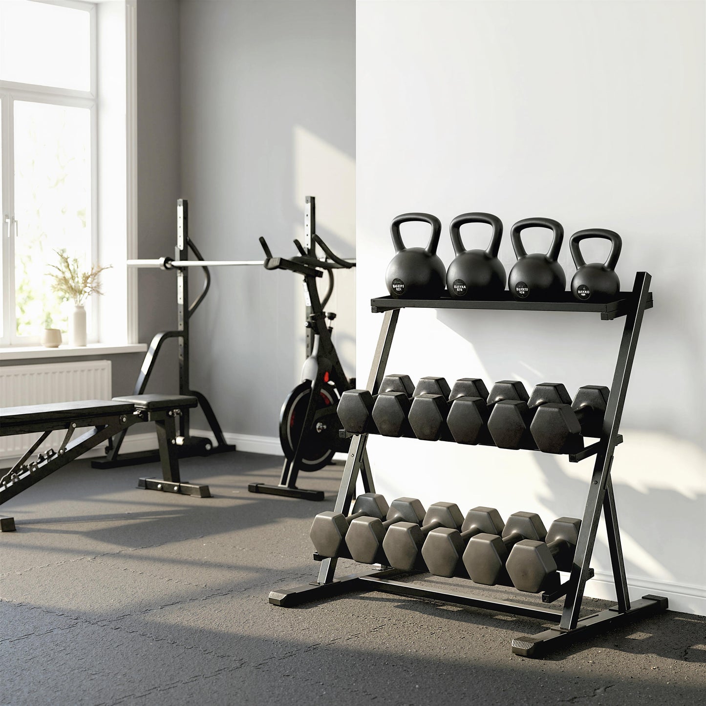 3-Tier Adjustable Dumbbell Rack, Heavy-Duty Weight Rack for Dumbbells, Kettlebells and Multiple Balls