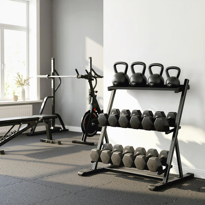3-Tier Adjustable Dumbbell Rack, Heavy-Duty Weight Rack for Dumbbells, Kettlebells and Multiple Balls