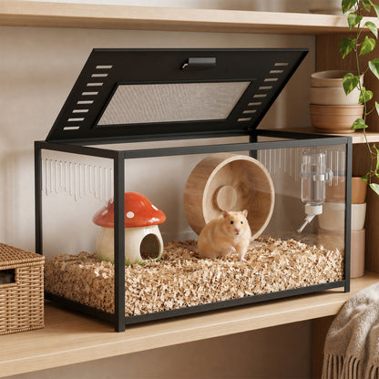 Hamster Cage, Chewproof Metal Rat Cage with Deep Base, Openable Top for Syrian Dwarf Hamster, Gerbil, 80 x 45 x 50.5 cm