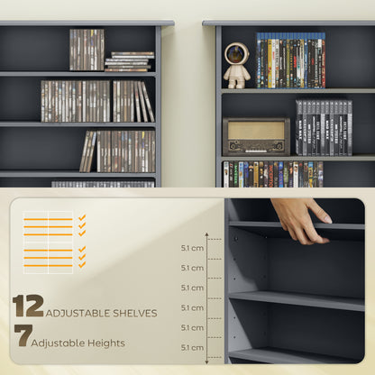 16-Compartment Media Shelf - Grey