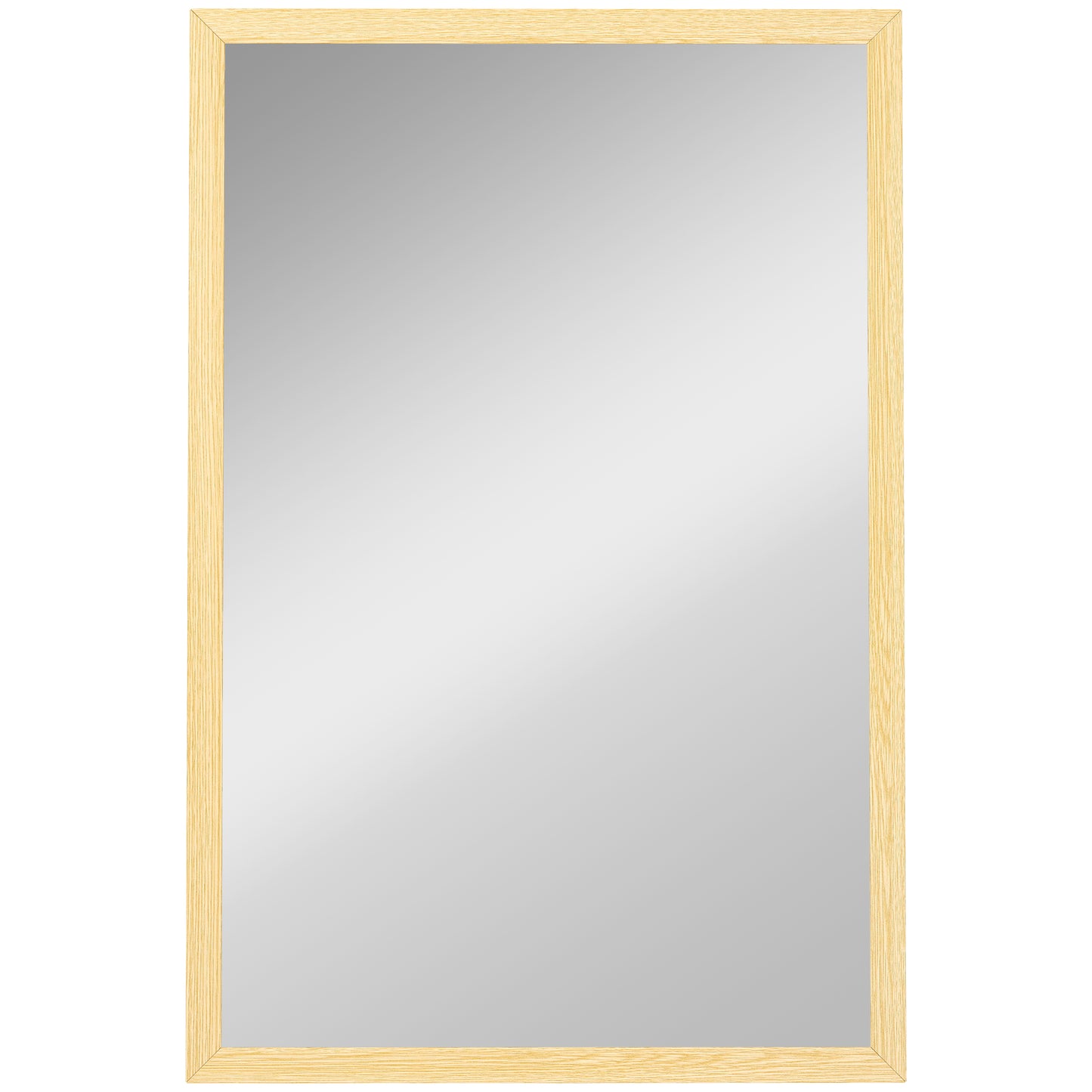 Wall Bathroom Mirror, 60 x 40 cm Wall-Mounted Mirror for Living Room, Bedroom, Hallway, Natural Wood Finish