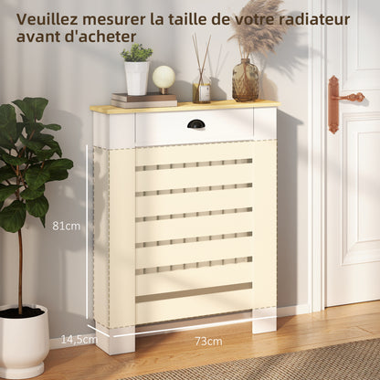 95.5H x 78Wcm Radiator Cover, with Drawer - White