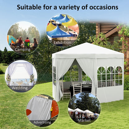 4 m Party Tent Wedding Gazebo Outdoor Waterproof PE Canopy Shade with 6 Removable Side Walls