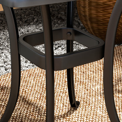 Outdoor Garden Table, Cast Aluminium Patio End Table with Umbrella Hole and Anti-slip Foot Pads for Garden, Patio, Balcony
