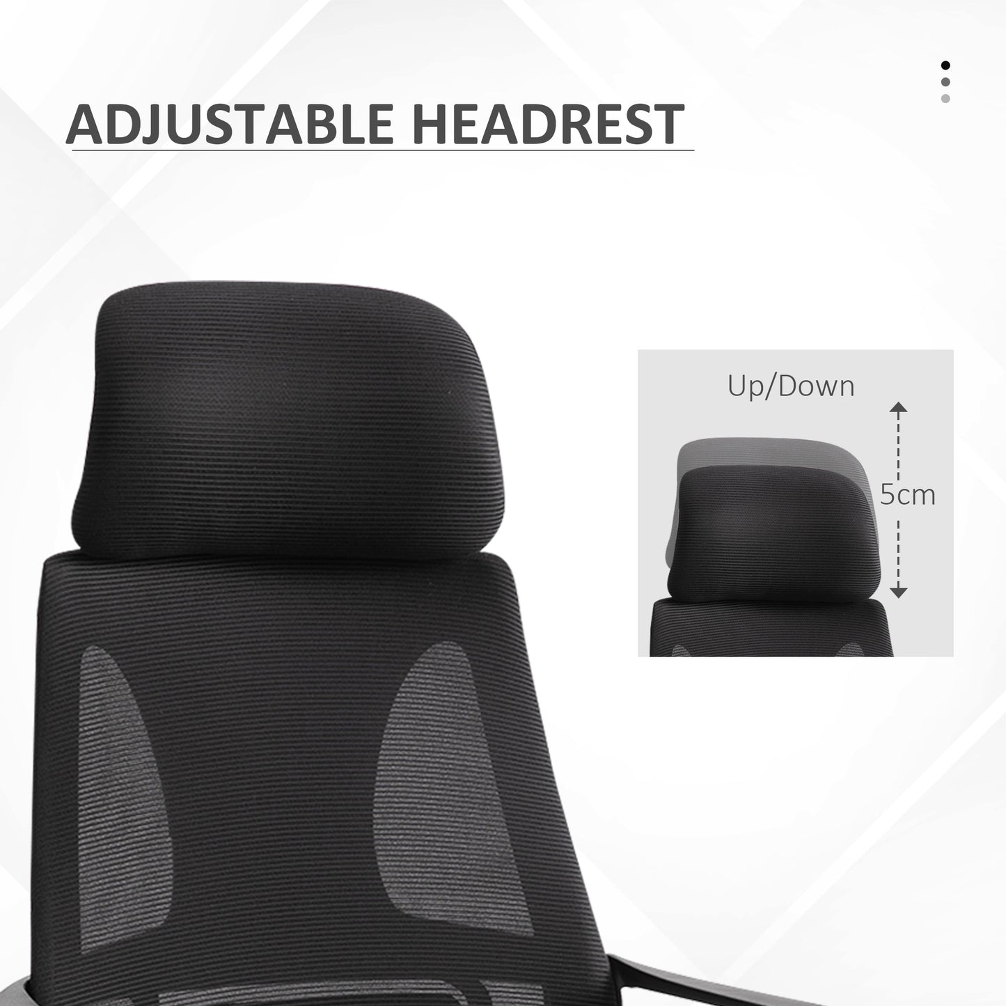 Ergonomic Office Chair, High Back Computer Chair, Mesh Desk Chair with Lumbar Support, Headrest, Wheel, Adjustable Height