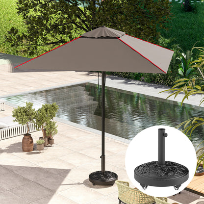 Parasol Base, Umbrella Base with Wheels Cast Iron Effect, for Umbrella, Canopy, Weather Resistant, Black