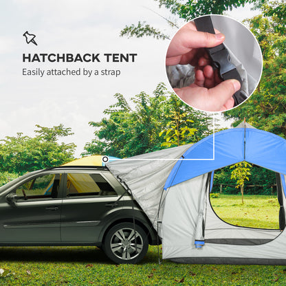 SUV Car Tent for Camping, Waterproof PU2000mm, 5 Man Tailgate Tent, 2.4 x 2.1 m, Grey and Blue