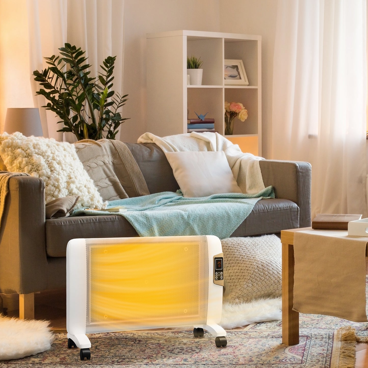 Mica Electric Space Heater, Portable Heater for Home with 2 Heat Settings, Living Room, Study, Garage