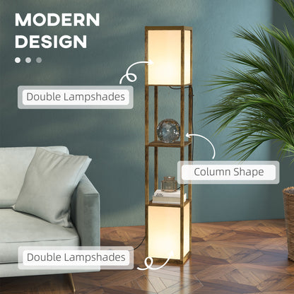 Modern Shelf Floor Lamp with Dual Ambient Light, Standing Lamp Living Room, Bedroom, 156cm, Brown