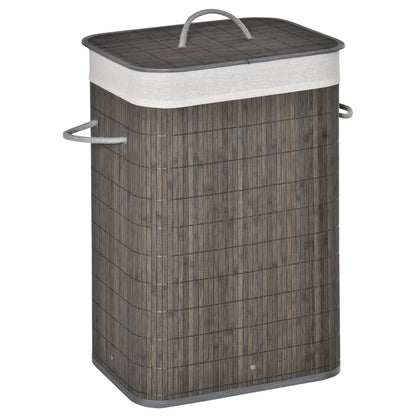 Laundry Basket with Flip Lid and String Handles, Collapsible Hamper Removable Lining Board Base Foldable Water-Resistant Dirt
