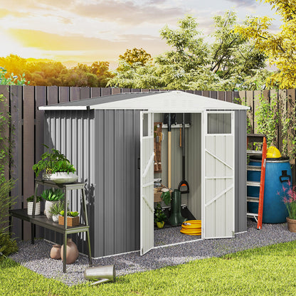 8 x 4 ft Metal Garden Shed, Garden Storage Shed with Window, 4 Vents and Lockable Door