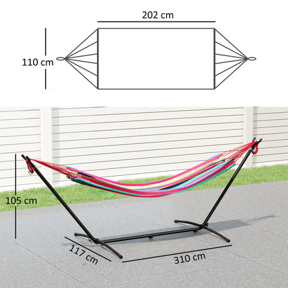 298 x 117cm Hammock with Stand Camping Hammock with Portable Carrying Bag, Adjustable Height, 120kg Load Capacity