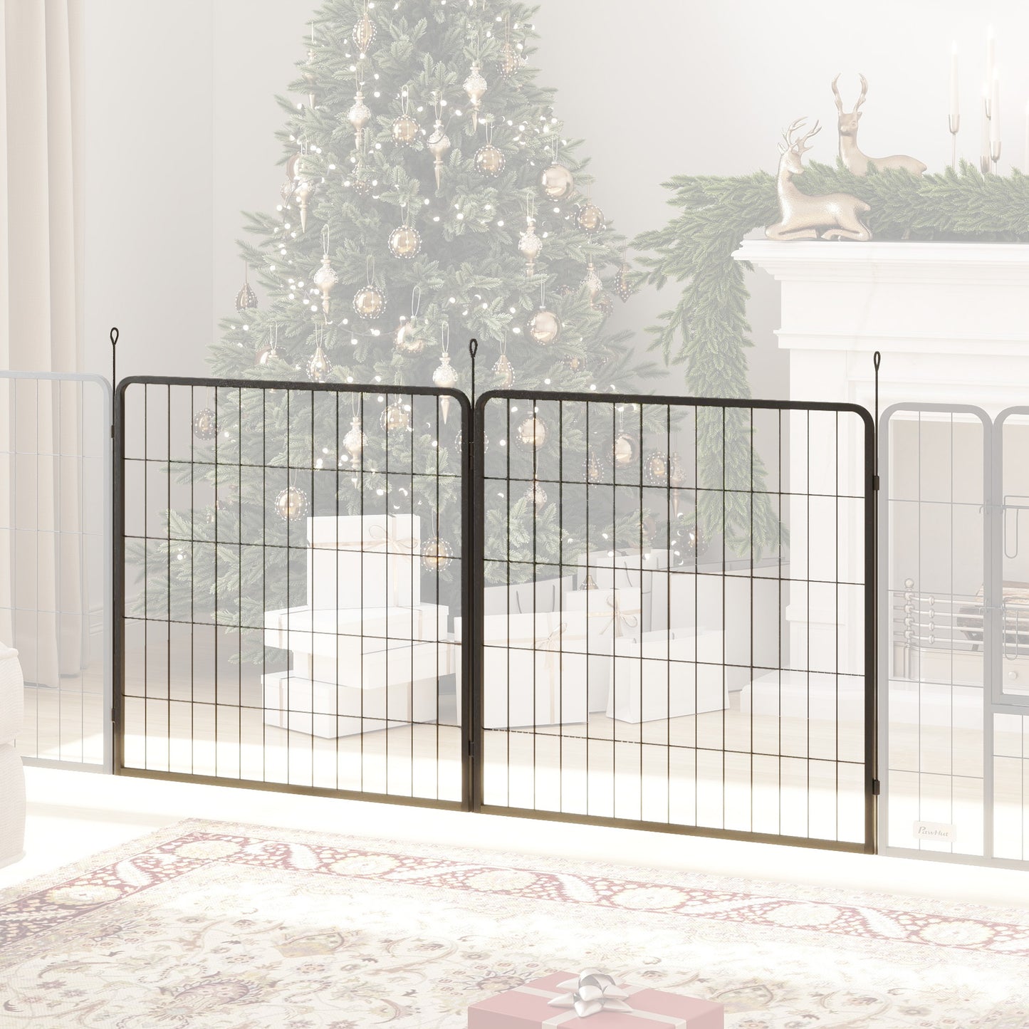 2 Piece Dog Pen Expansion Pack for 80cm High Pet Playpen with 3 Stakes, for Small and Medium Dogs