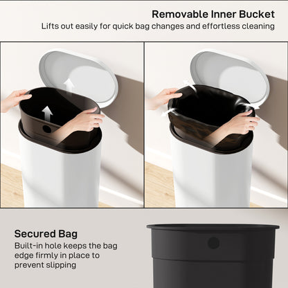 30 L Modern Curved Kitchen Bin - Cream