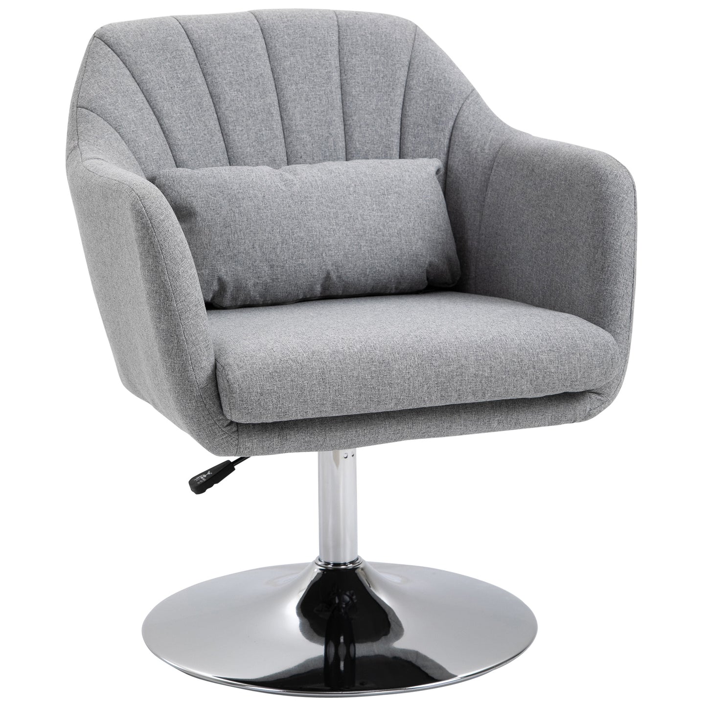 Swivel Accent Chair, Linen Fabric Tub Vanity Chair, Modern Armchair with Adjustable Height and Lumbar Support for Living Room